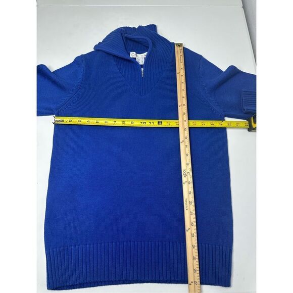Collection L Women’s Turtleneck 1/3 Zip Cotton Blend Knit Sweater Size 10 Blue - Picture 7 of 13